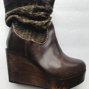 BedStu brown knit slouchy platforms boots size 6.5